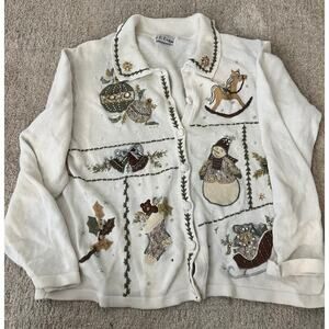 Vintage Cream B.P. Design Christmas Sweater Size Large